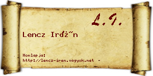 Lencz Irén névjegykártya