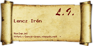 Lencz Irén névjegykártya